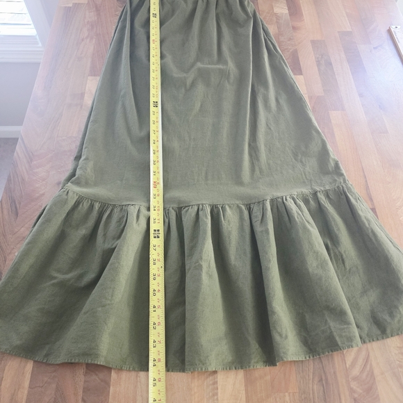 Zara Linen Blend Strapless Smocked Green Maxi Dress Size Small NWT - Picture 10 of 12